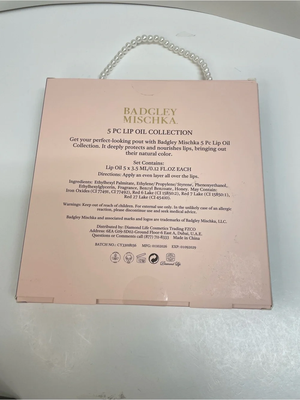 Badgley Mischka Pink Gift Set - 5 Lip Oils with Gold Caps